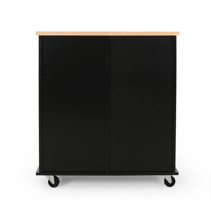 Contemporary Wood Kitchen Cart with Wheels Drawers and Cabinet by Christopher Knight Home