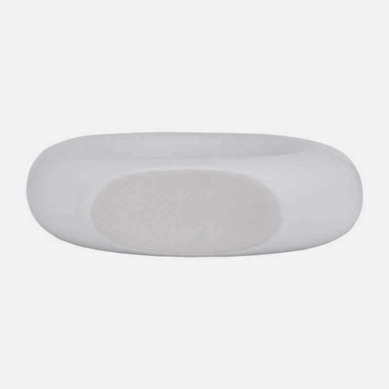 Donut Ceramic Vase with flat Base- 6.5" - White