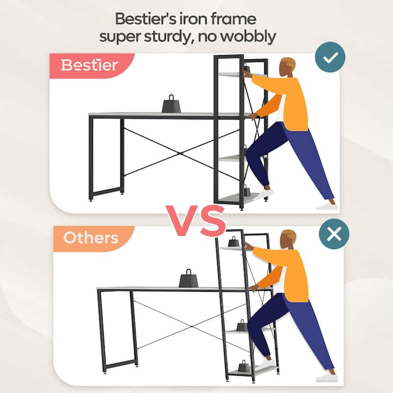 Computer Desk Home Office Computer Desk with 4 Shelves & Hooks