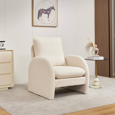 Sherpa Upholstered Accent Chair, Comfortable Armchair, Lounge chair for Bedroom, and Office-Stylish and Ergonomic Design
