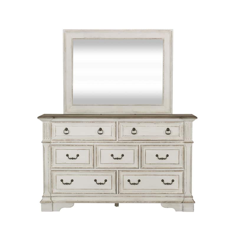 The Gray Barn Abbey Park Antique White & Weathered Brown Mirror - Antique White