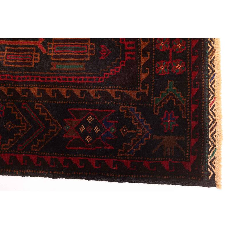 ECARPETGALLERY Hand-knotted Teimani Black, Red Wool Rug - 4'0 x 6'2