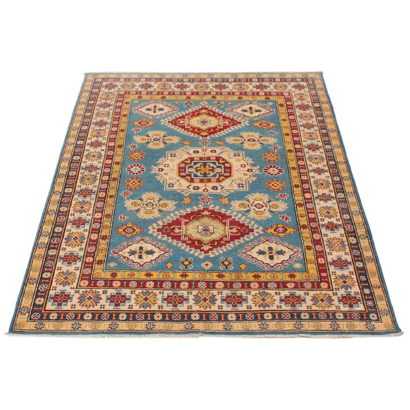 ECARPETGALLERY Hand-knotted Uzbek Ghazni Sky Blue Wool Rug - 5'0 x 7'1