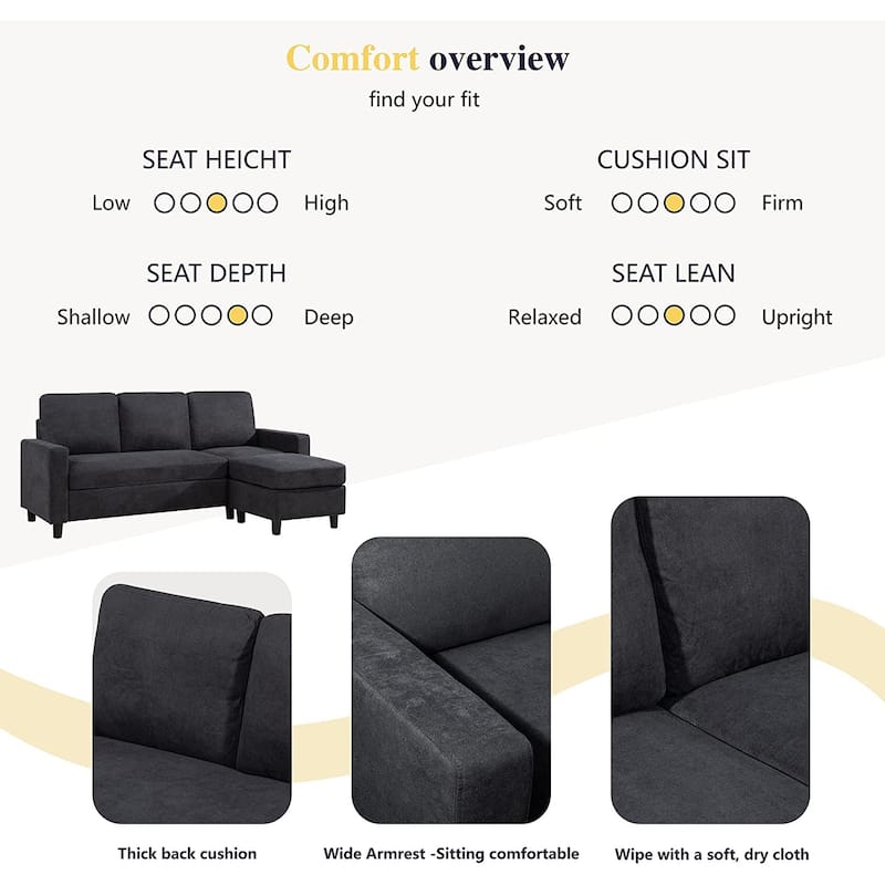 Futzca Modern Convertible Sectional Sofa L-Shaped Couch