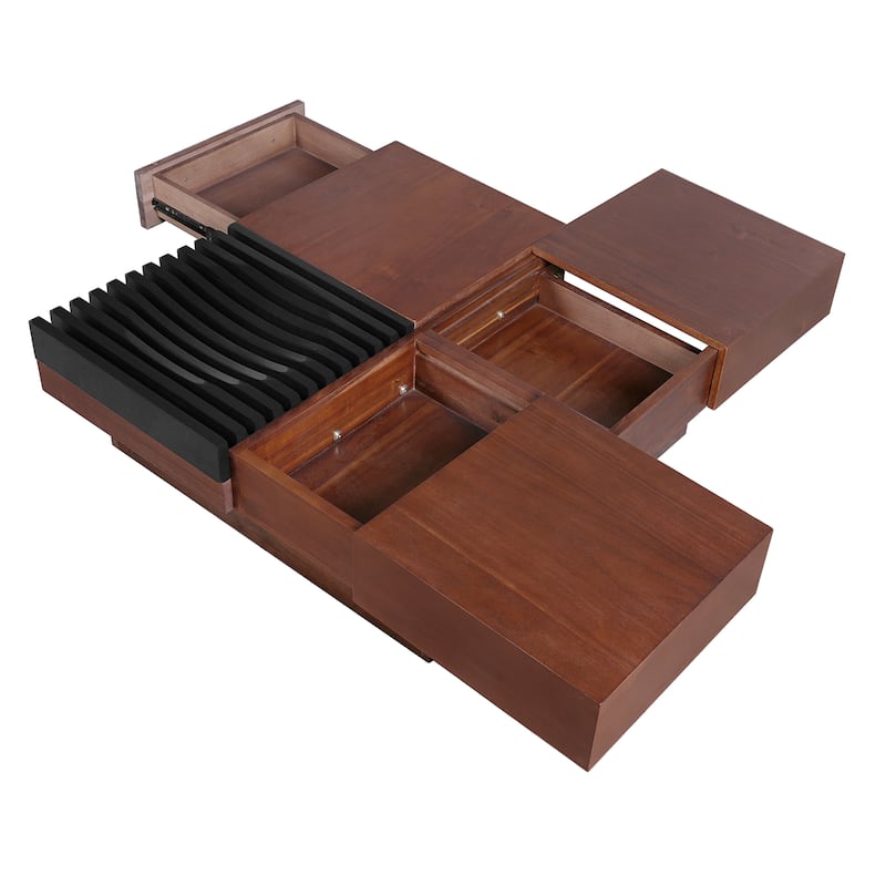 Acacia Wood Storage Coffee Table ,Brown & Black Color
