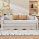 preview thumbnail 1 of 13, Twin Size Upholstered Platform Daybed with Wave-shaped Trundle, Beige Beige - Twin