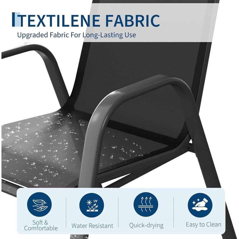 4-Pack Outdoor Stackable Dining Chairs High-Back Textilene Fabric Chairs