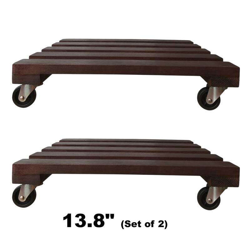 DreamPatio Acacia Plant Caddy (Pack of 2)