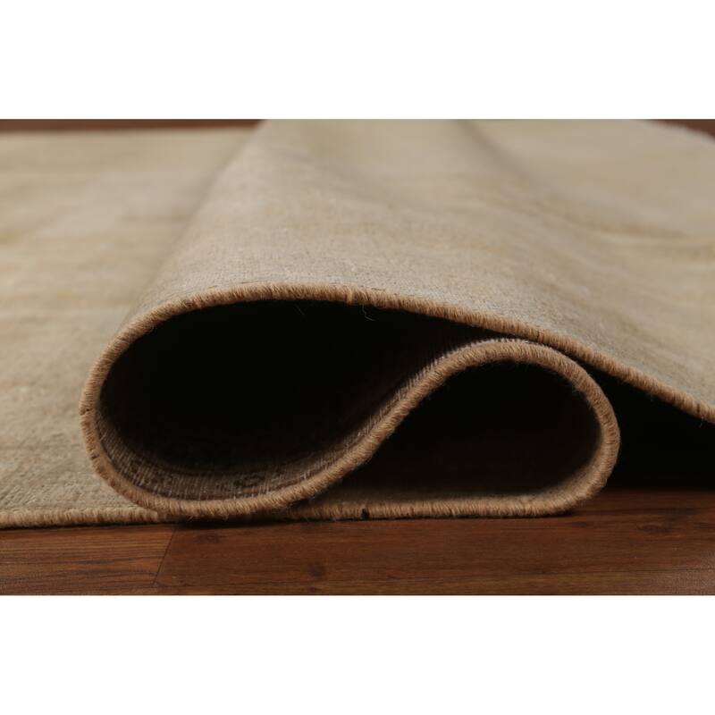 Hand Knotted Oriental 100% Wool Carpet Traditional Distressed Brown Mashad Area Rug - 13' 1'' X 9' 8''