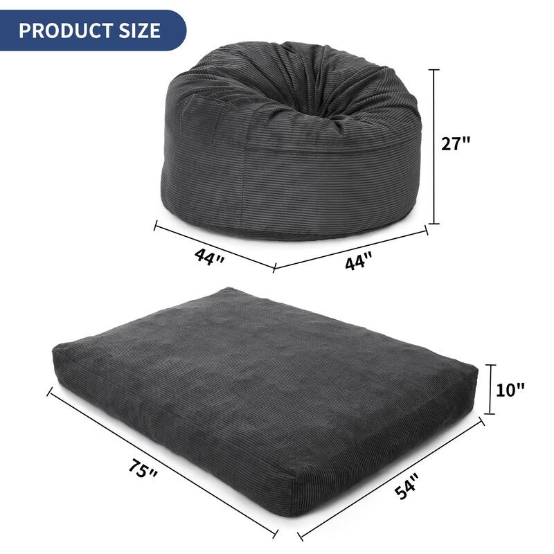 Bean Bag Chairs, Convertible Bean bag Chair from Bean Bag to Mattress for Home Living Room