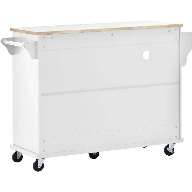 Rolling Kitchen lsland with Adjust Layer and Open Compartments