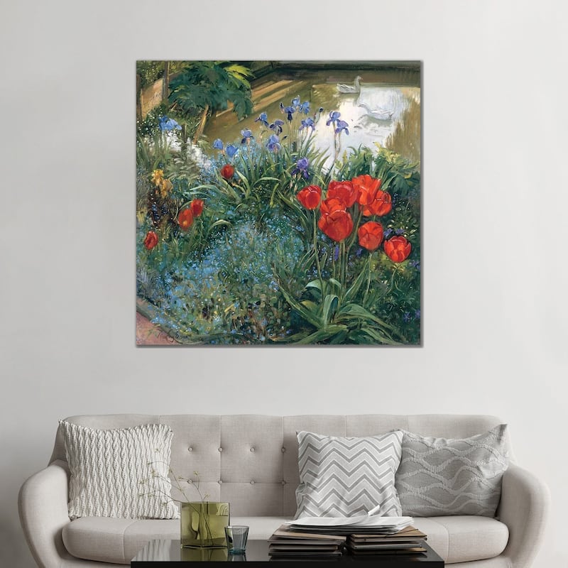 iCanvas "Red Tulips And Geese" by Timothy Easton Canvas Print