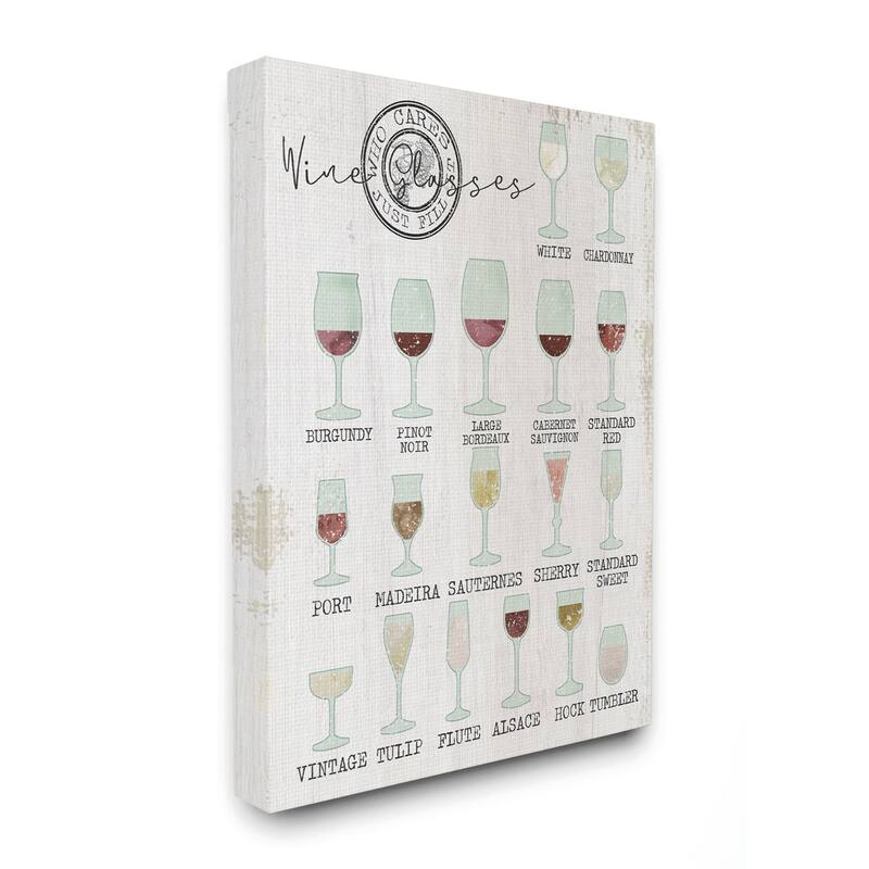 Stupell Wine Glasses Chart Infographic Kitchen Home Design Canvas Wall Art, Proudly Made in USA - 24 x 30