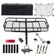 preview thumbnail 1 of 5, Folding Hitch Mount Cargo Carrier Basket With Hitch Stabilizer, 2 Rainproof Ratchet Straps, Cargo Bags - Black