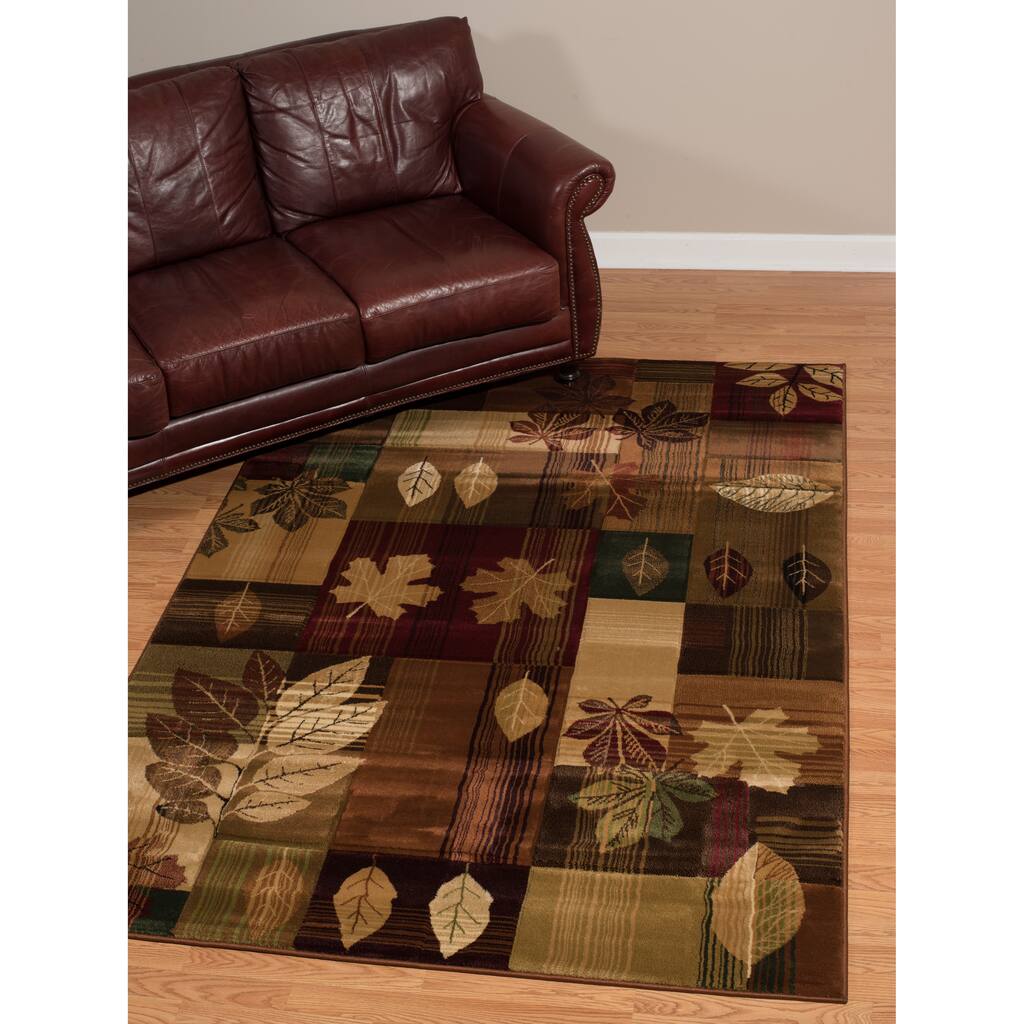 Westfield Home Wildwood Autumn Leaves Hand-carved Area Rug