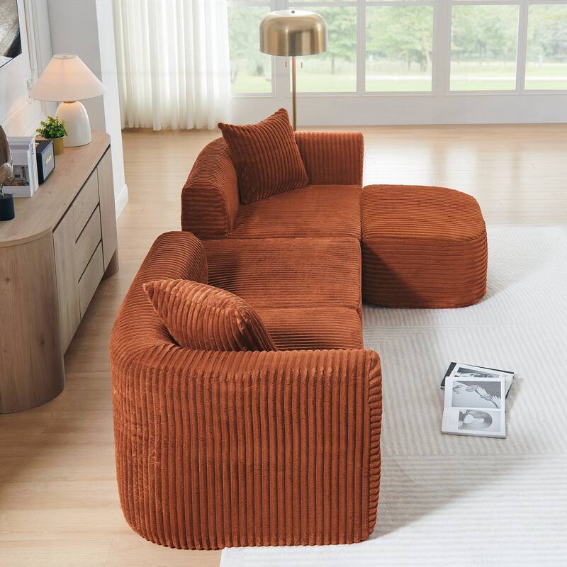 Sectional Couch with L-Shape Chaise, Modular Sofa with Movable Ottoman