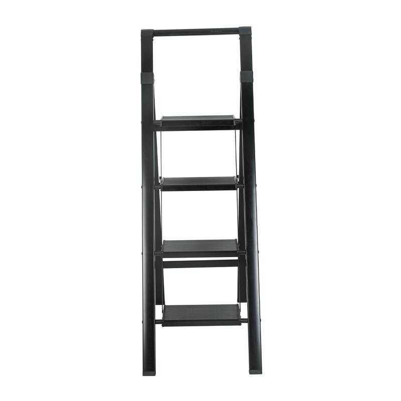 Black 4 Step Stool Folding Step Stool with Handrails