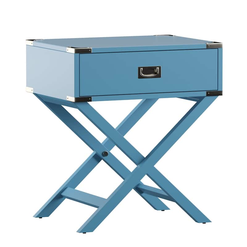 Kenton X Base Wood Accent Campaign Table by iNSPIRE Q Bold - Baby Blue