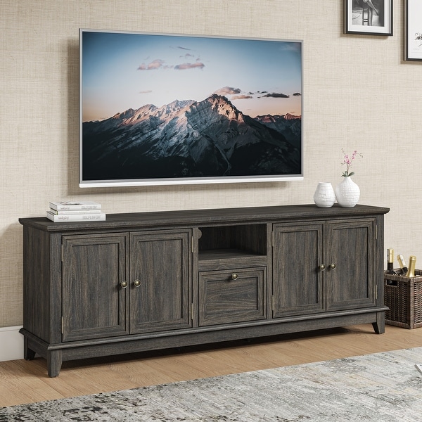 Rustic 72-Inch TV Stand with Adjustable Shelves, Hidden