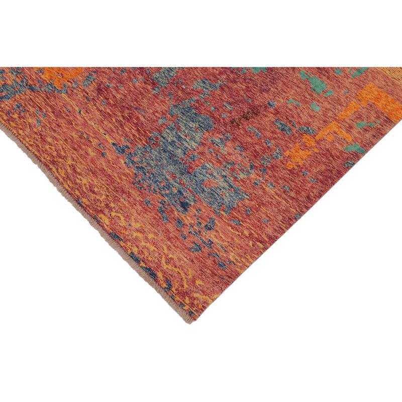 Shabby Chic Balochi Beck Purple/Blue Hand Knotted Wool Rug - 4'11'' x 8'1''