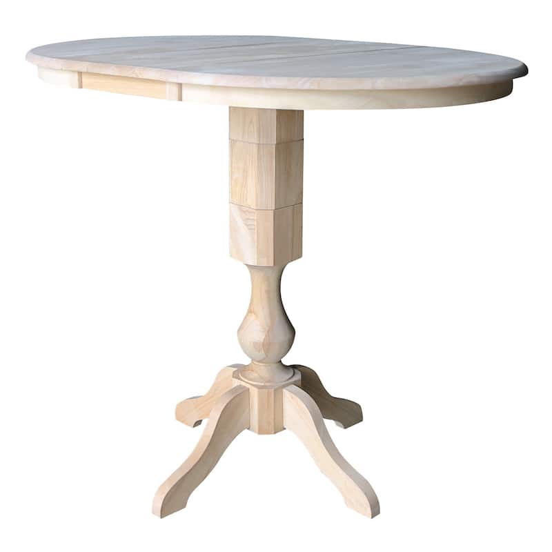 36" Round Extension Dining Table 40.9"H With 4 Cafe Barheight Stools
