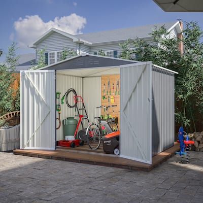 Rustproof Metal Tool Shed Garden Shed with Lockable Door, Pet Shed Storage Shed, Weatherproof & UV-Resistant聽