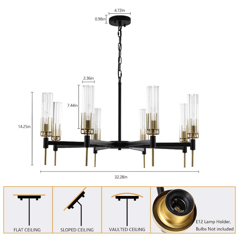 Modern 8-Light Dimmable chandelier - 8 Light W32.28"