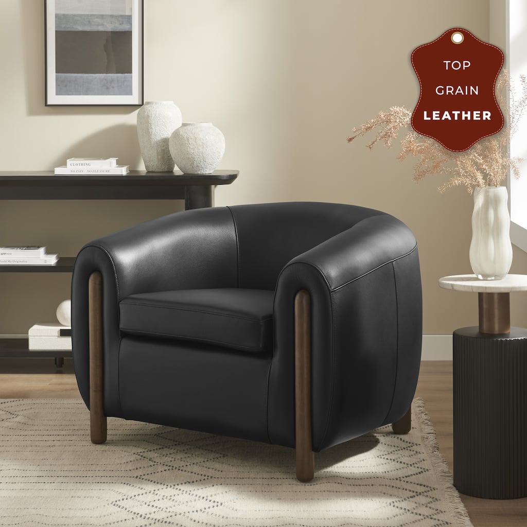 NPD Furniture Cordelia 38" W Top Grain Leather Club Chair