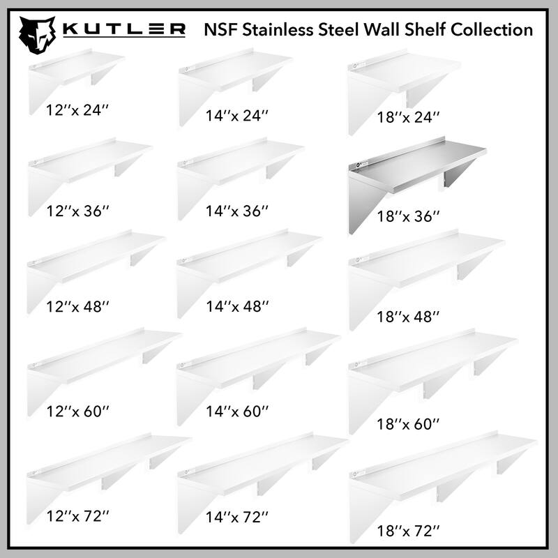 Stainless Steel Shelf NSF Commercial Kitchen Wall Shelving