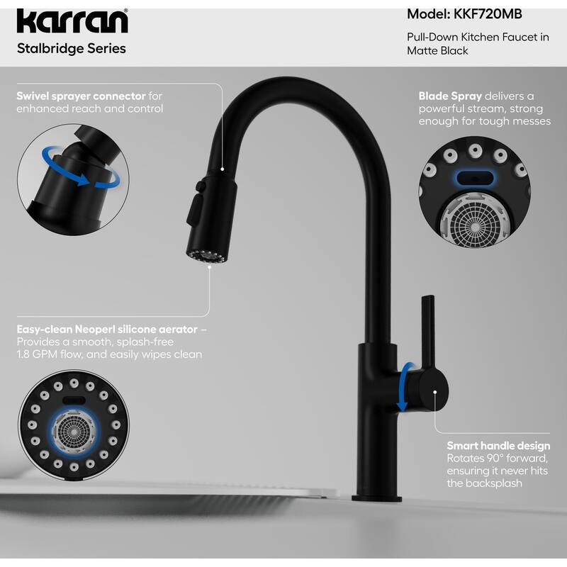 Karran USA KKF720 Stalbridge 1.8 GPM Single Hole Pull Down Kitchen