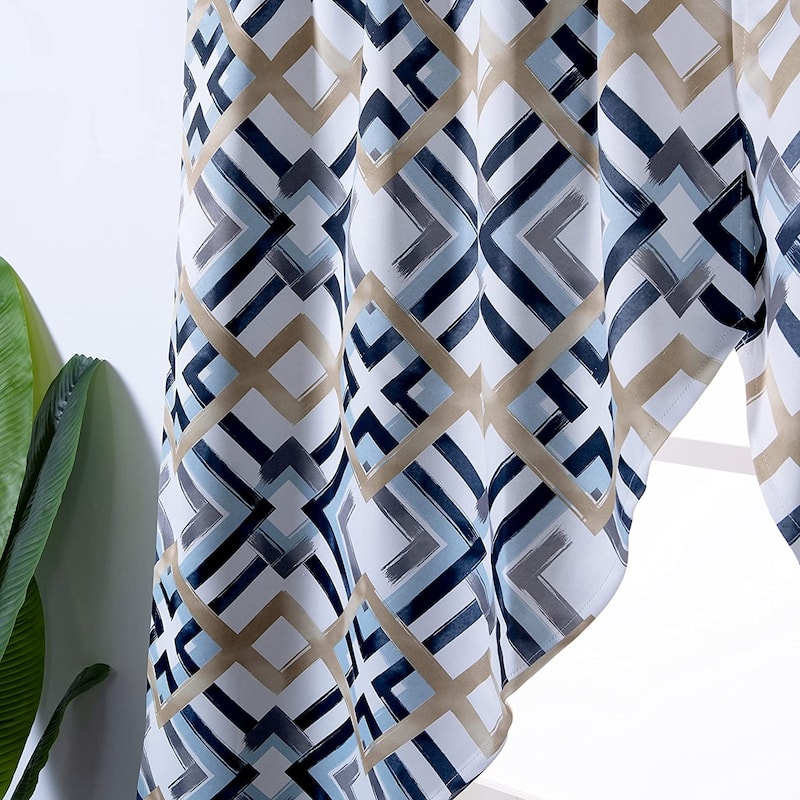 DriftAway Diamond Geometric Trellis Plaid Pattern Room Darkening Scalloped Swag Curtains