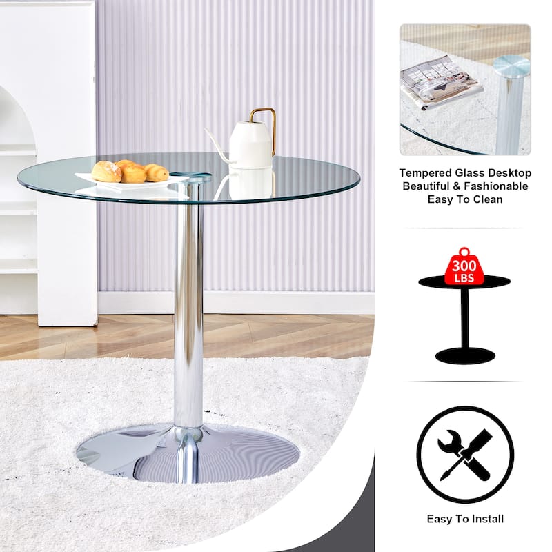 Dining Room Round Dining Table with Gold Metal Legs Coffee Table End Table Accent Table Entryway Table