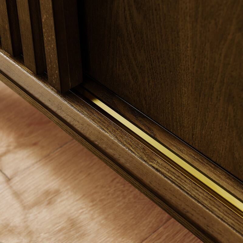 47.3" Sideboard Buffet Cabinet with Storage, Farmhouse Fluted Sideboard with 2 Doors & Solid Wood Feet, TV Media Console