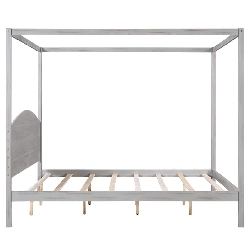 Merax Canopy Platform Bed with Headboard and Support Legs