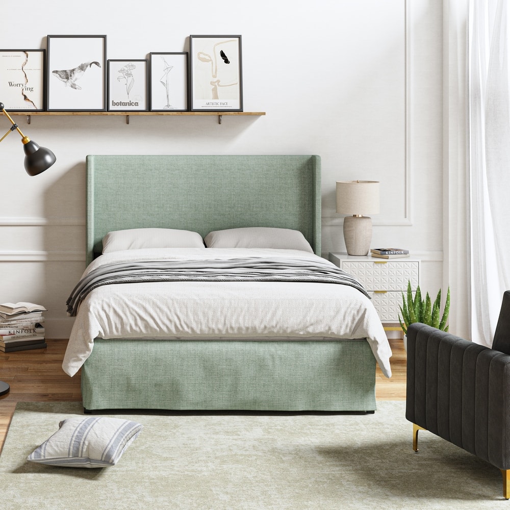 Louise Traditional Washable Slipcover Bed Upholstered Metal by HULALA HOME