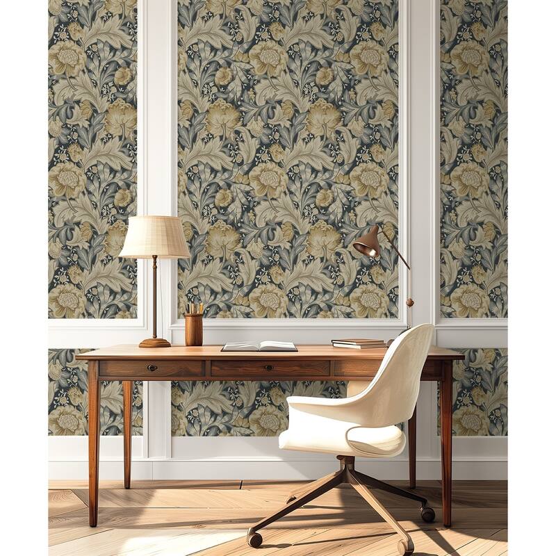 NextWall Acanthus Garden Floral Peel and Stick Wallpaper