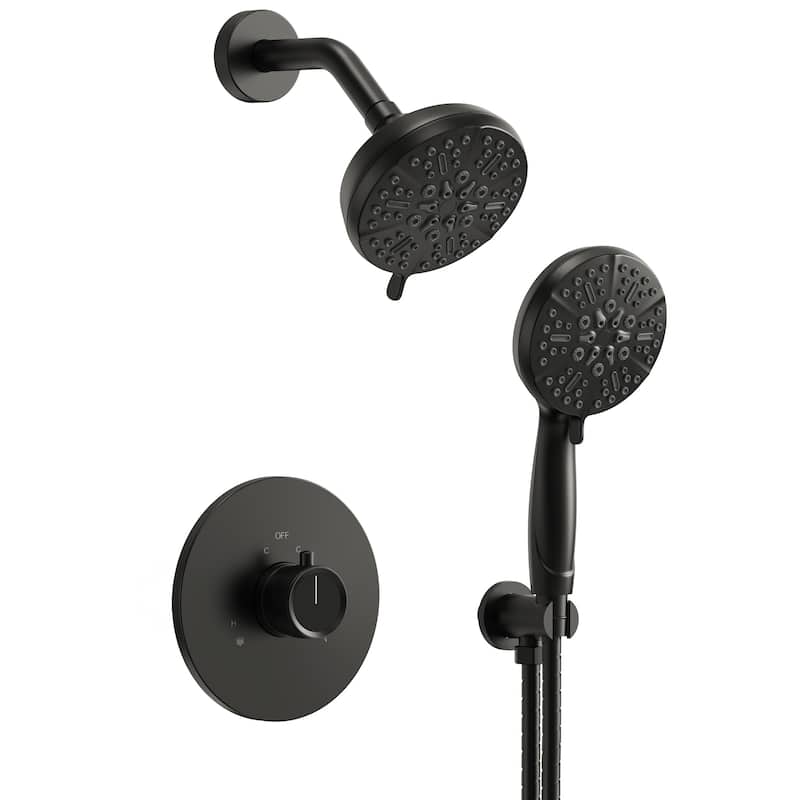 2-in-1 Shower Head and Handheld Combo with Solid Brass Valve - Maatte Black