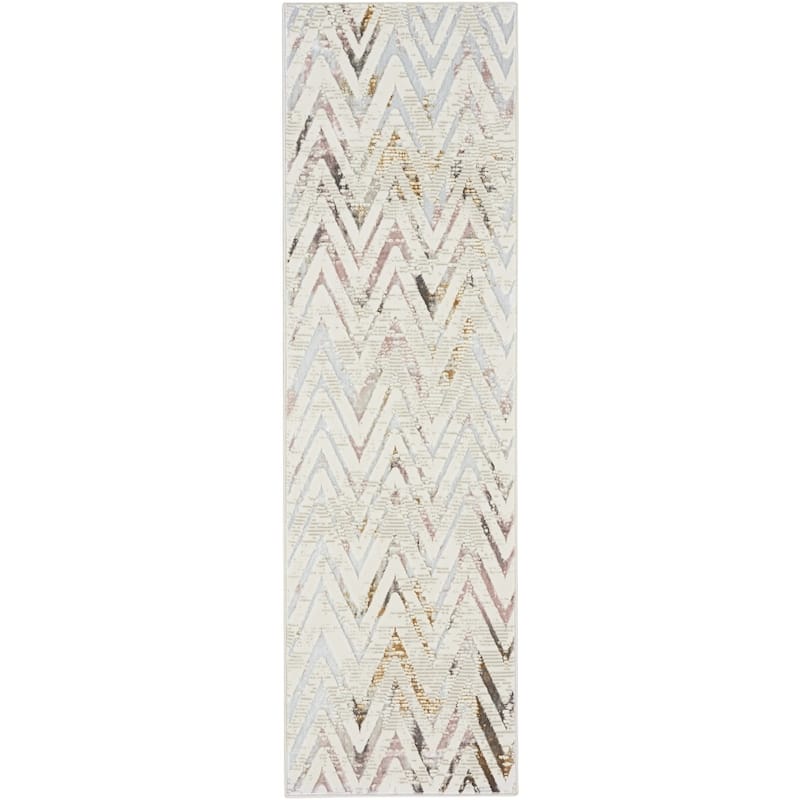 Power Loomed Distressed Abstract Modern Non Skid Stain Resistant Area Rug - 90' X '27' X '0.39