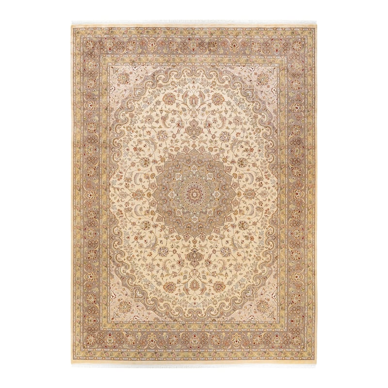 Overton Hand Knotted Wool Vintage Inspired Traditional Mogul Ivory Area Rug - 9 x 12