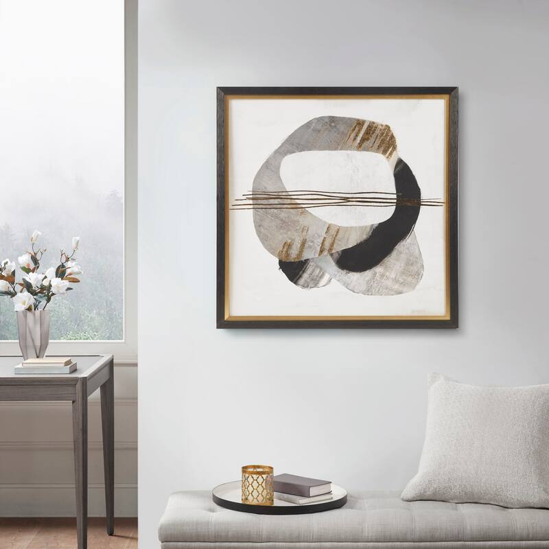 Madison Park Auric Beam Gold Foil Abstract Framed Canvas Wall Art