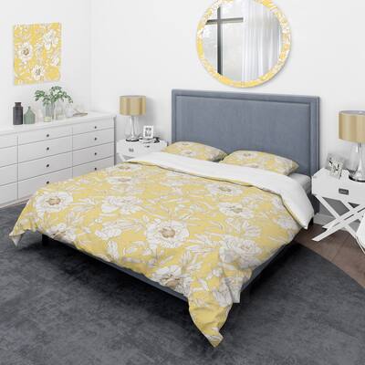 Designart 'Yellow Peony Flower' Cabin & Lodge Duvet Cover Set