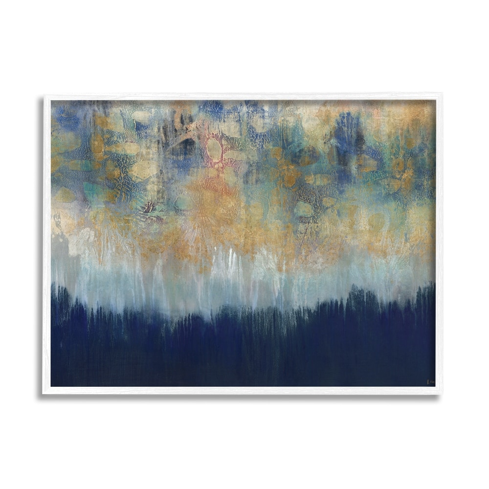Stupell Abstract Gold Blue Textured Surface Painting Framed Giclee Texturized Art by Third and Wall