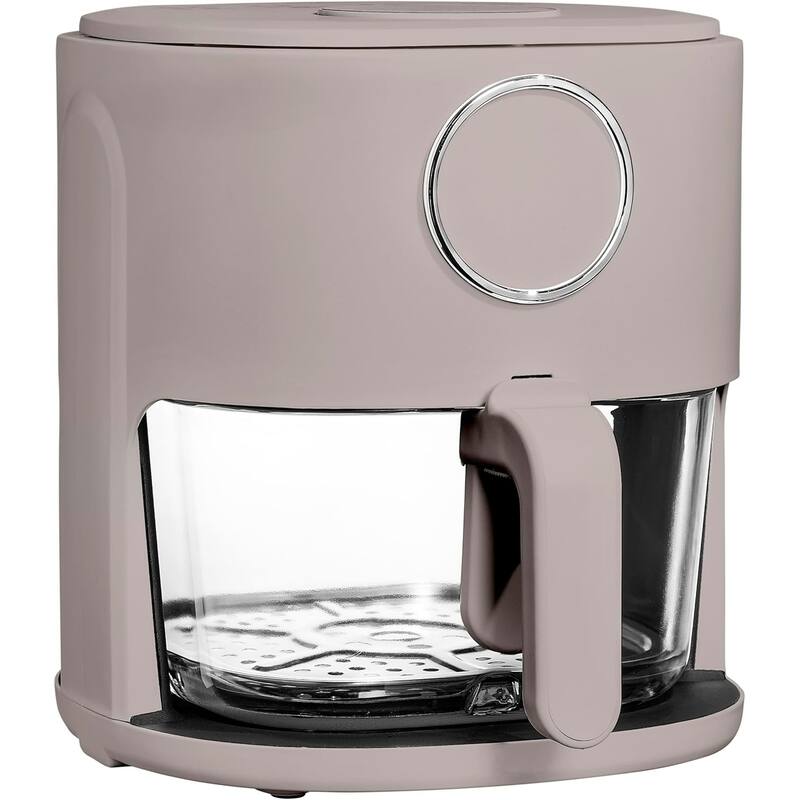 COOK WITH COLOR 1200W Air Fryer: Glass Basket, Dishwasher Safe, 60min Timer, 6 Presets, Temp Control 175F-400F, 4 - 5.5 QT - 4 QT - Goat/Mink
