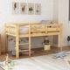 preview thumbnail 15 of 19, Twin Size Wood Low Loft Bed with Ladder and Fence Walnut