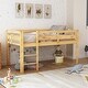 preview thumbnail 1 of 5, Walnut Twin Size Wood Low Loft Bed with Ladder and Fence Walnut