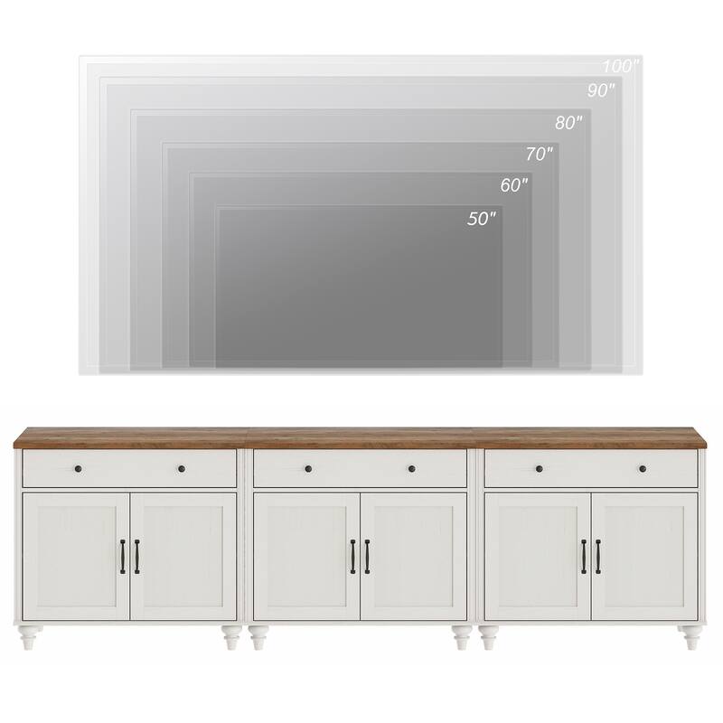 Farmhouse TV Stand for 75 inch TV, TV Console with Storage