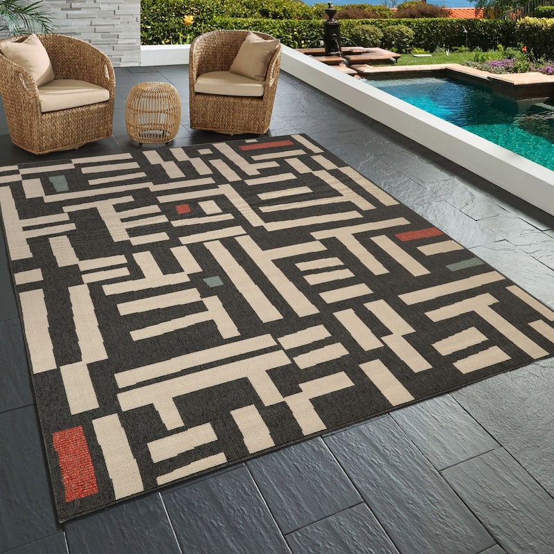 Sevita Graphic Print Bohemian Polypropylene Area Rug