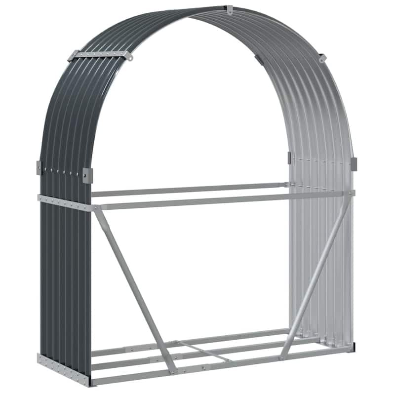 vidaXL Log Holder Outdoor Indoor Storage Firewood Rack Stand Galvanized Steel