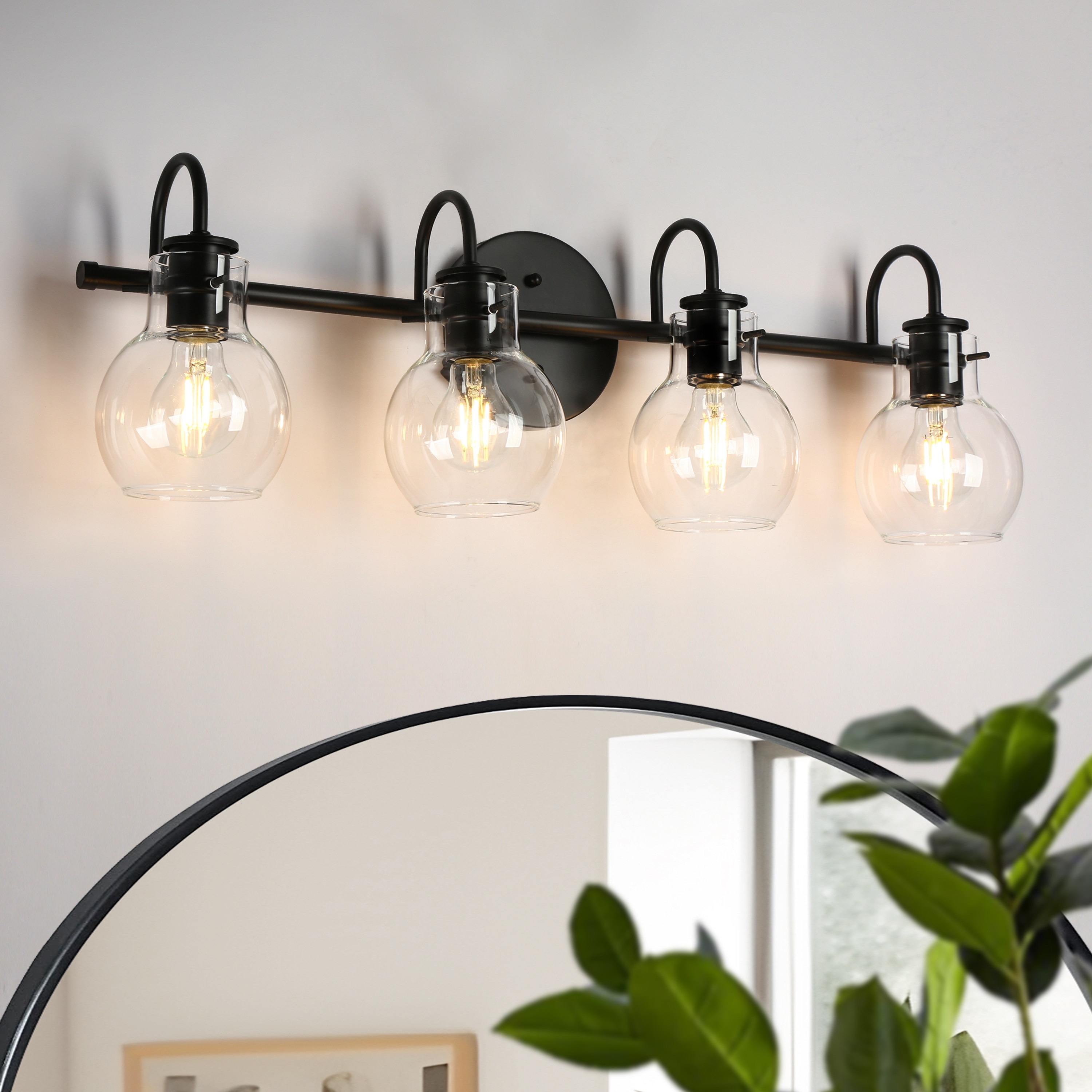 Bathroom vanity lights matte black deals