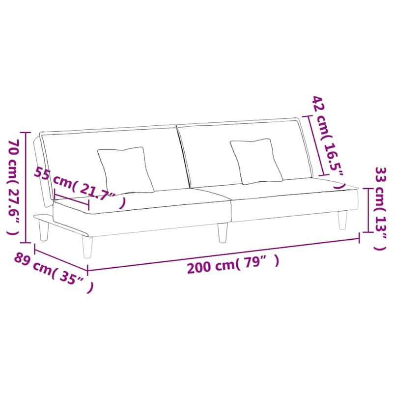 vidaXL 2-Seater Sofa Bed Velvet Recliner Loveseat Folding Daybed Multi Colors - 78.7" x 35" x 27.6"